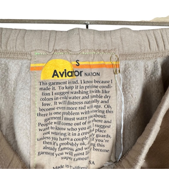 AVIATOR NATION Bolt Relaxed Crew Sweatpants in Sand // Mocha - Picture 10 of 12